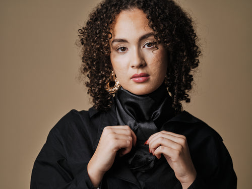 Black Slash Proof Silk Scarf image 0