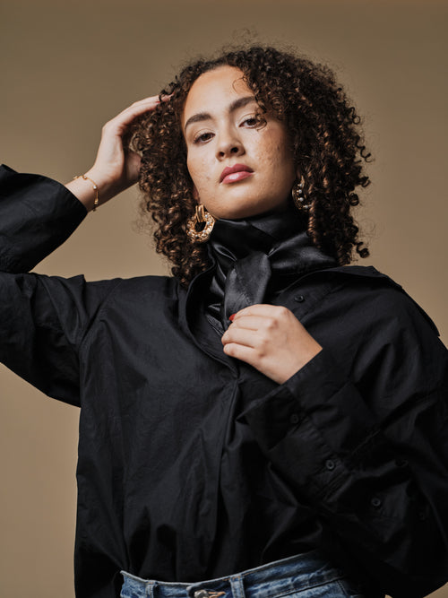 Black Slash Proof Silk Scarf image 1